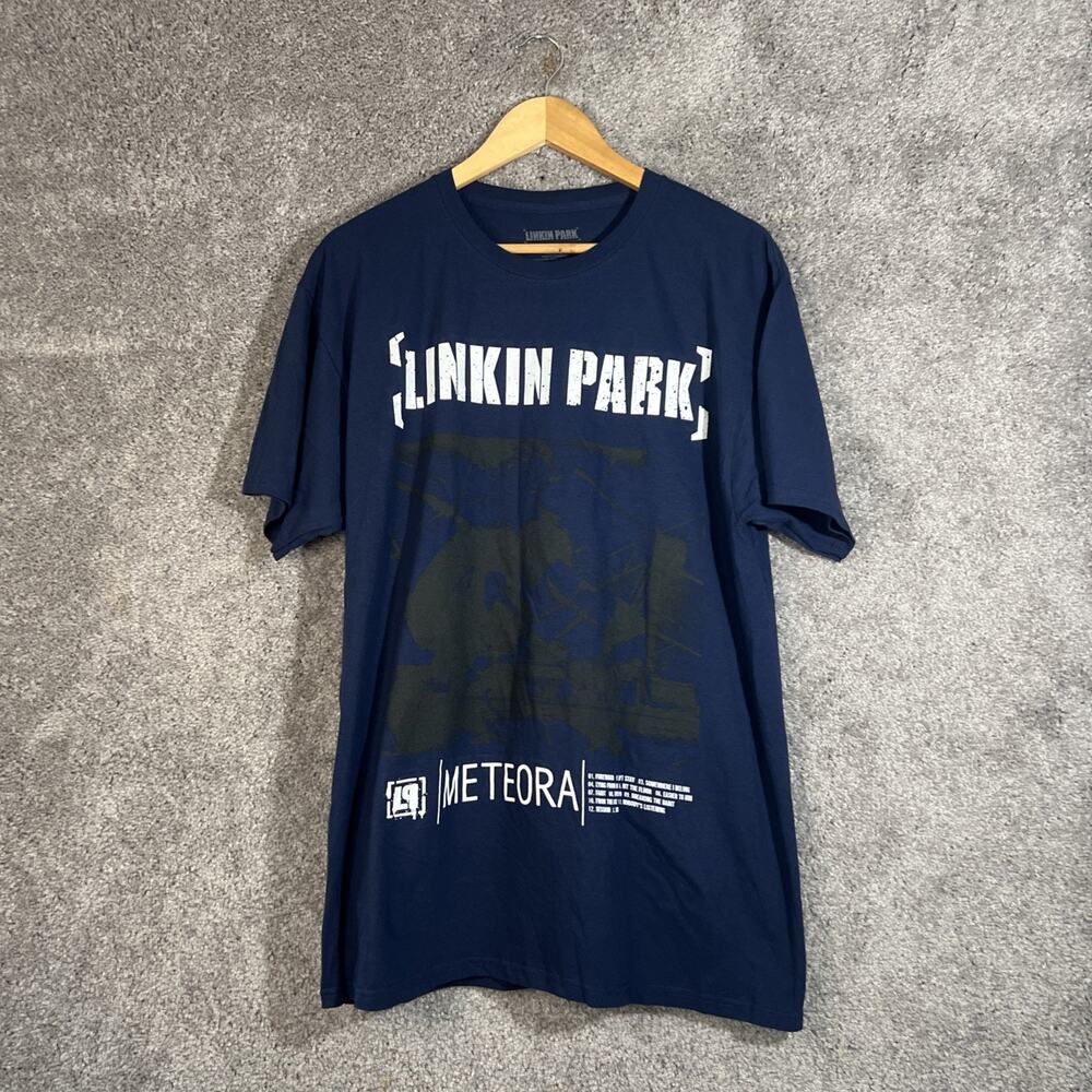 Linkin Park Men’s Large Blue Graphic Band T-Shirt Cotton Rock Tour Tee